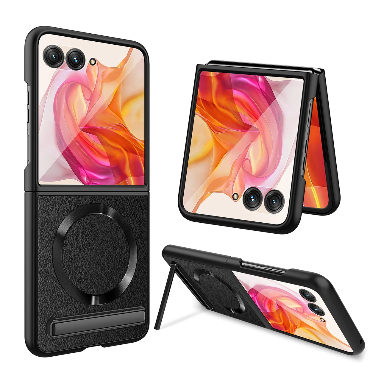 For Motorola Razr 50 Ultra Litchi Texture Magnetic Charging Stand Case