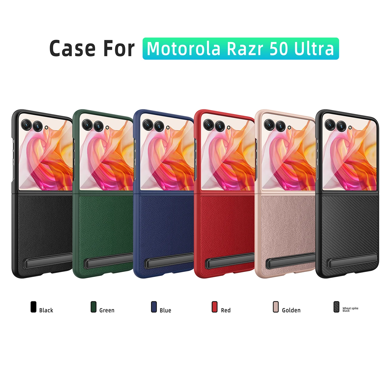 For Motorola Razr 50 Ultra Litchi Leather Stand Case Shockproof Cover