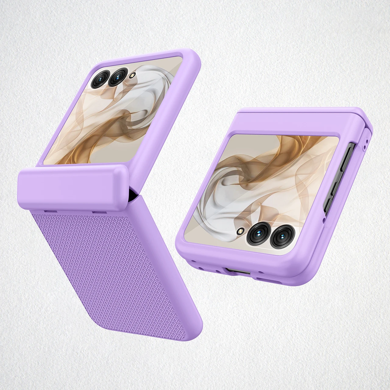 For Motorola Razr 50 Grid Texture Case Spring Hinge Shockproof Cover