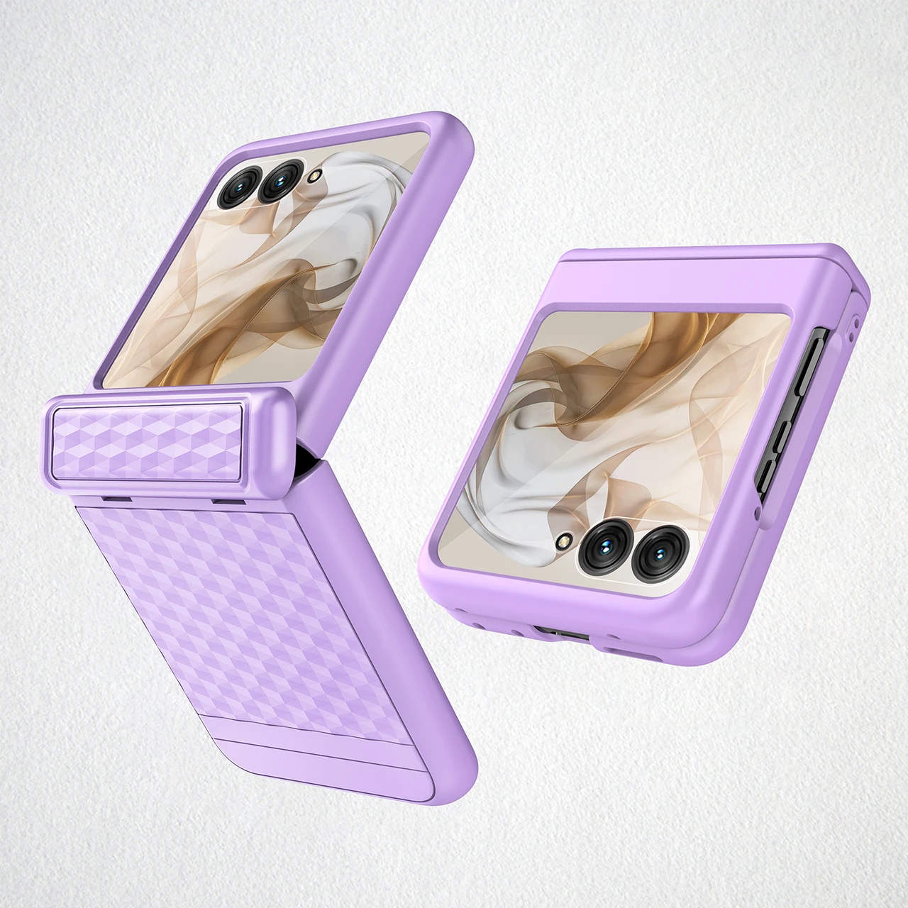 For Motorola Razr 50 Cube Texture Case Spring Hinge Slim Shockproof Cover