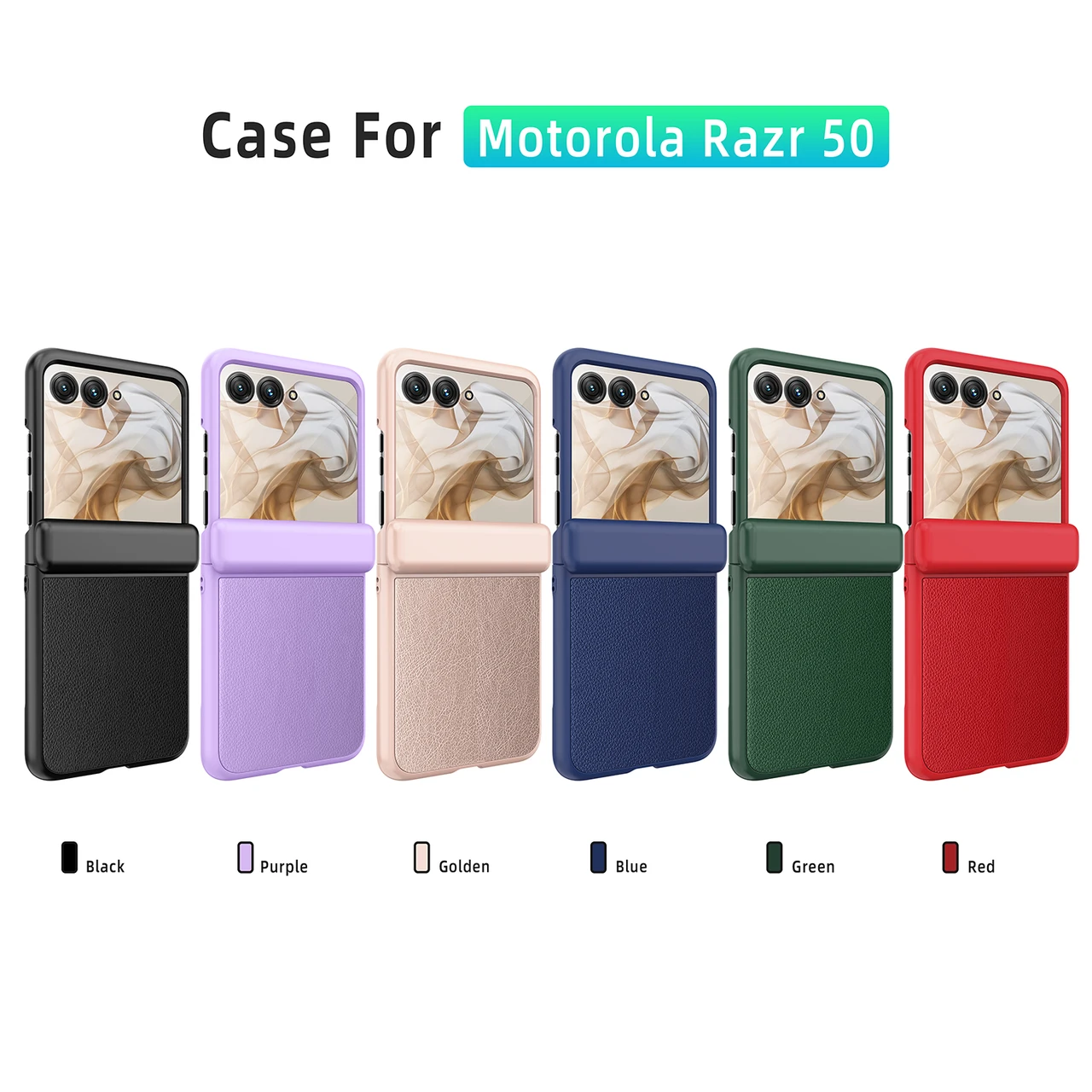 For Motorola Razr 50 Litchi Texture Case Spring Hinge Shockproof Cover