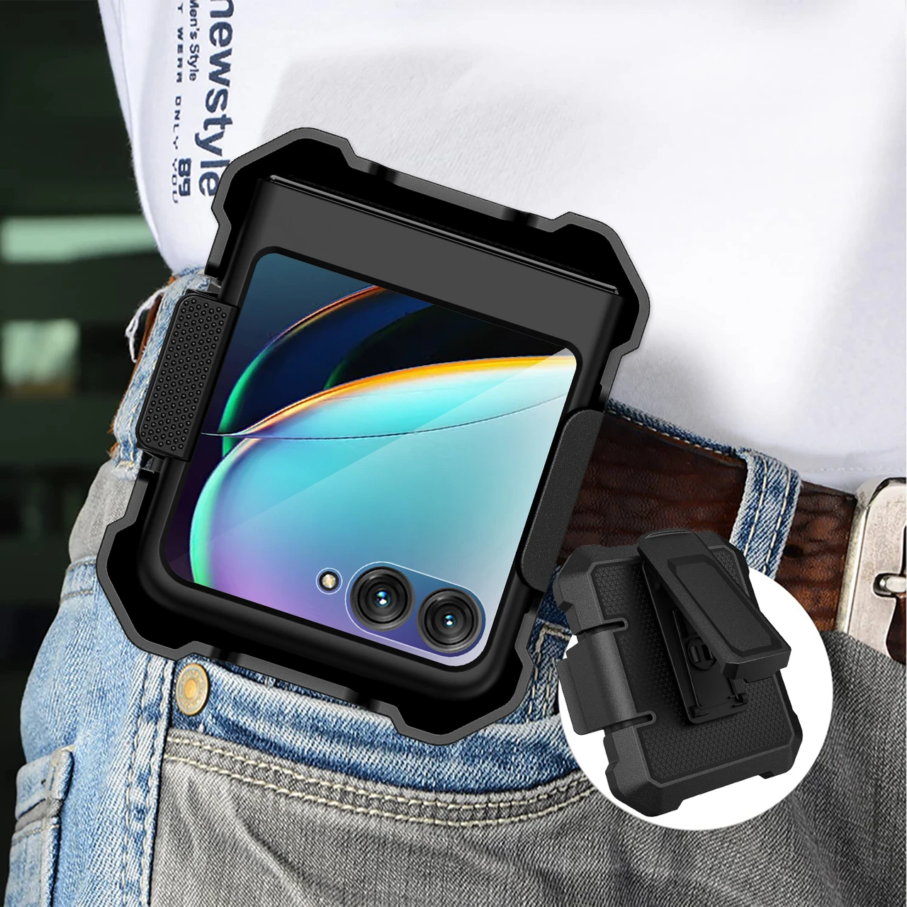 For Motorola Razr 50 Series Universal Back Clip Foldable Phone Holster