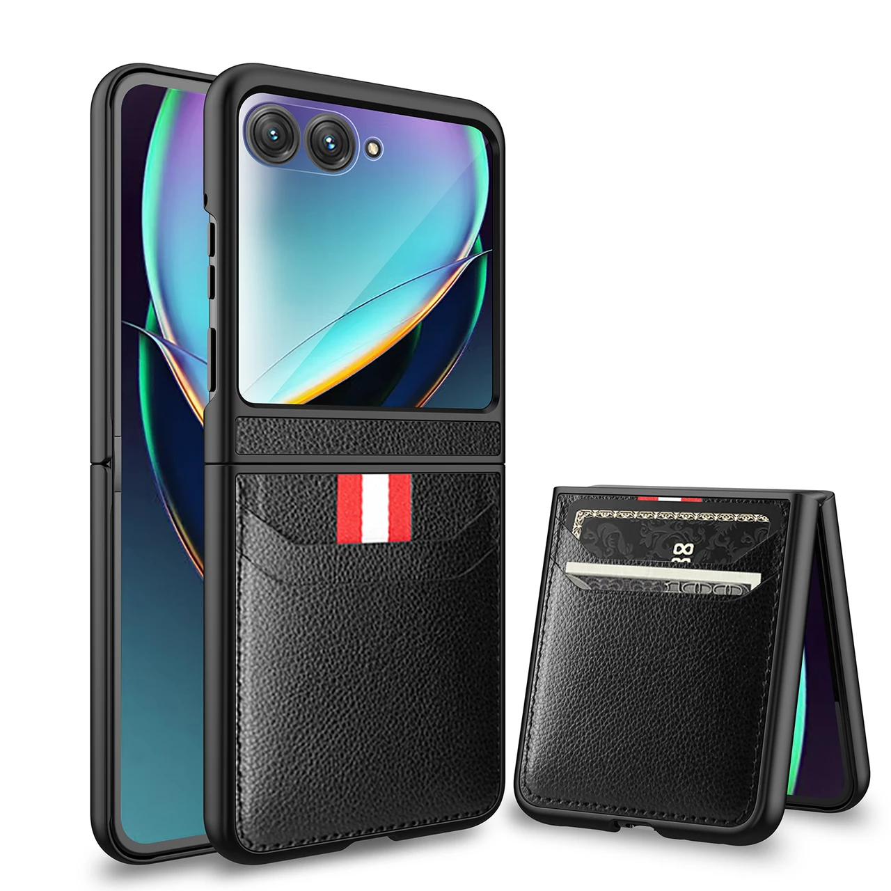 For Motorola Razr 50 Dual Card Slot Shockproof Folding PC Case