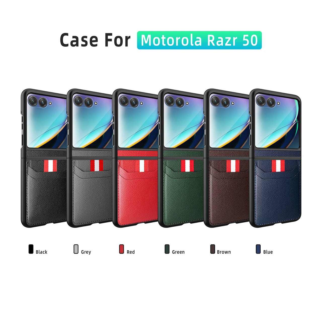 For Motorola Razr 50 Dual Card Slot Shockproof Folding PC Case