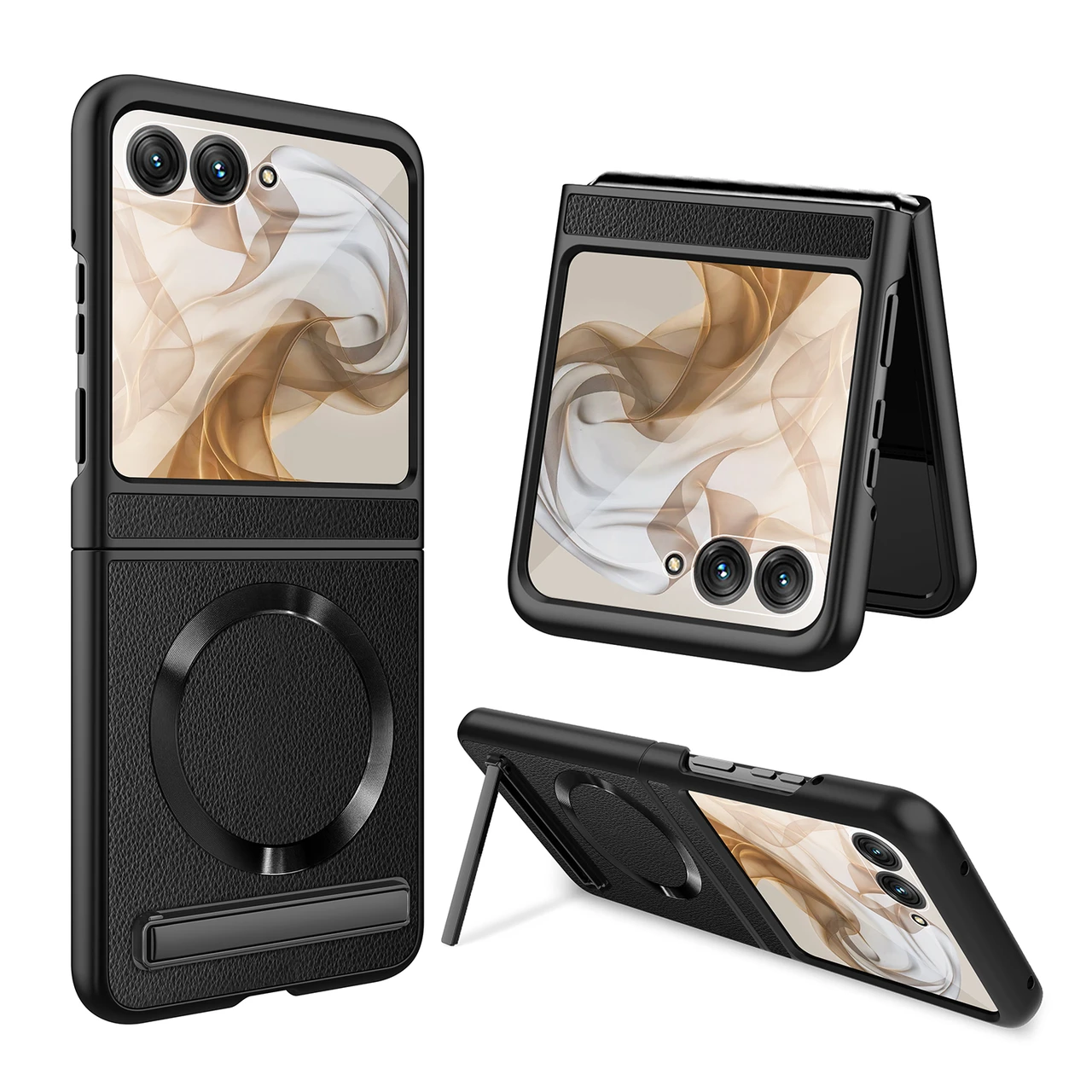 For Motorola Razr 50 Magnetic Charging Stand Case Litchi Texture Cover