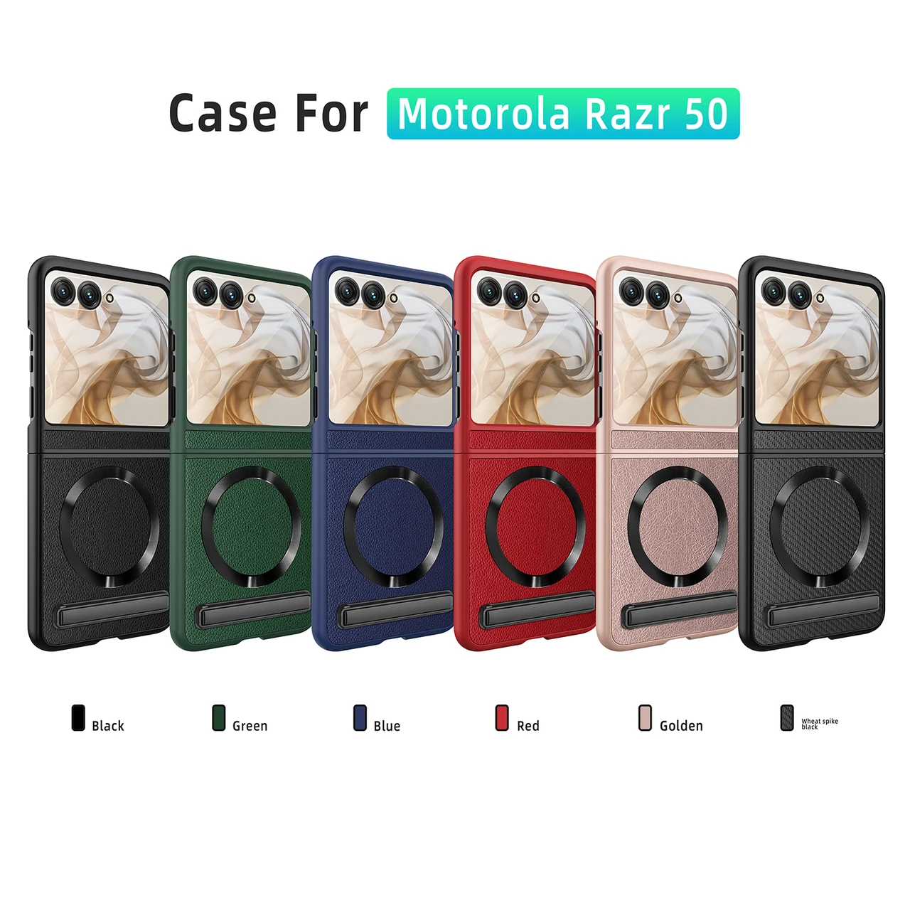 For Motorola Razr 50 Magnetic Charging Stand Case Litchi Texture Cover