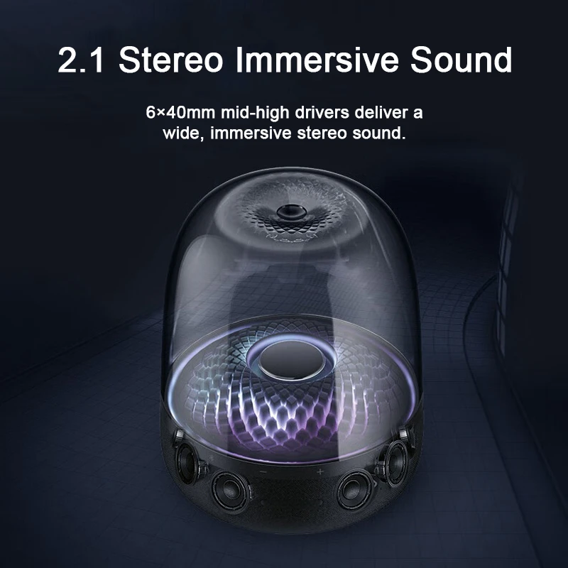 HMKD 4th HIFI Desktop Bluetooth Speaker with Subwoofer and LED Light