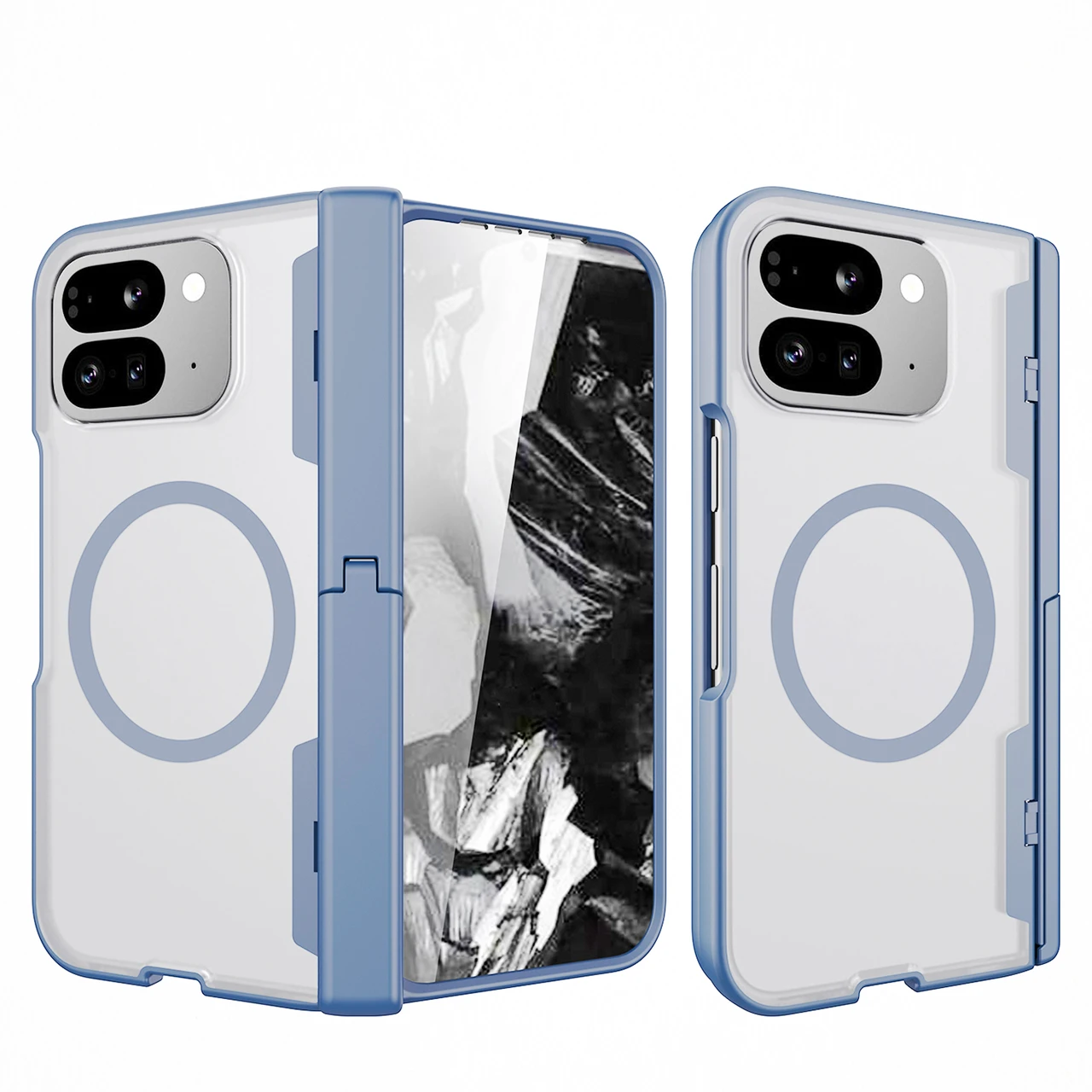 For Google Pixel 9 Pro Fold Hinge Case Magnetic Ring Charging Cover