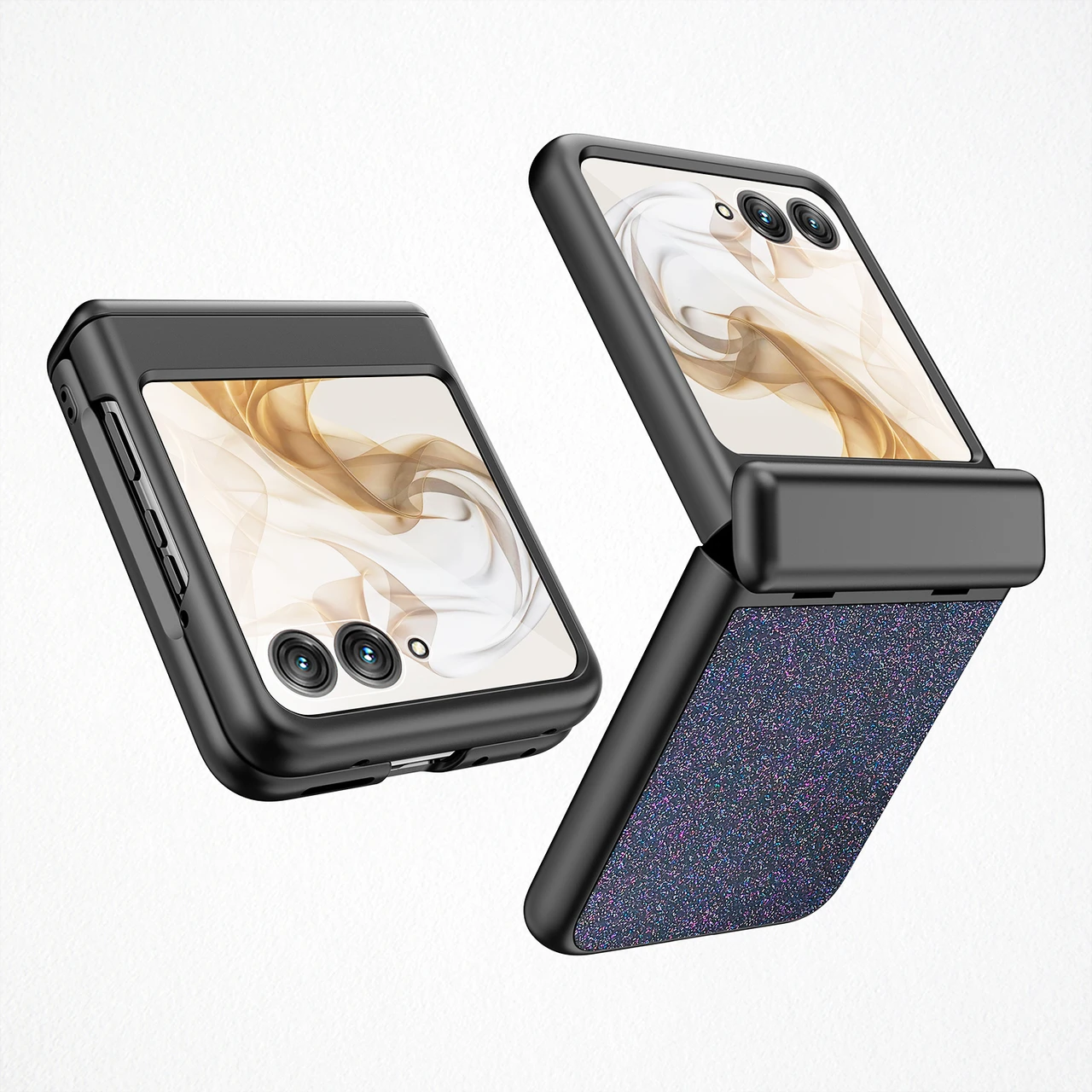 For Motorola Razr 50 Litchi Leather Case Spring Hinge Full Protection