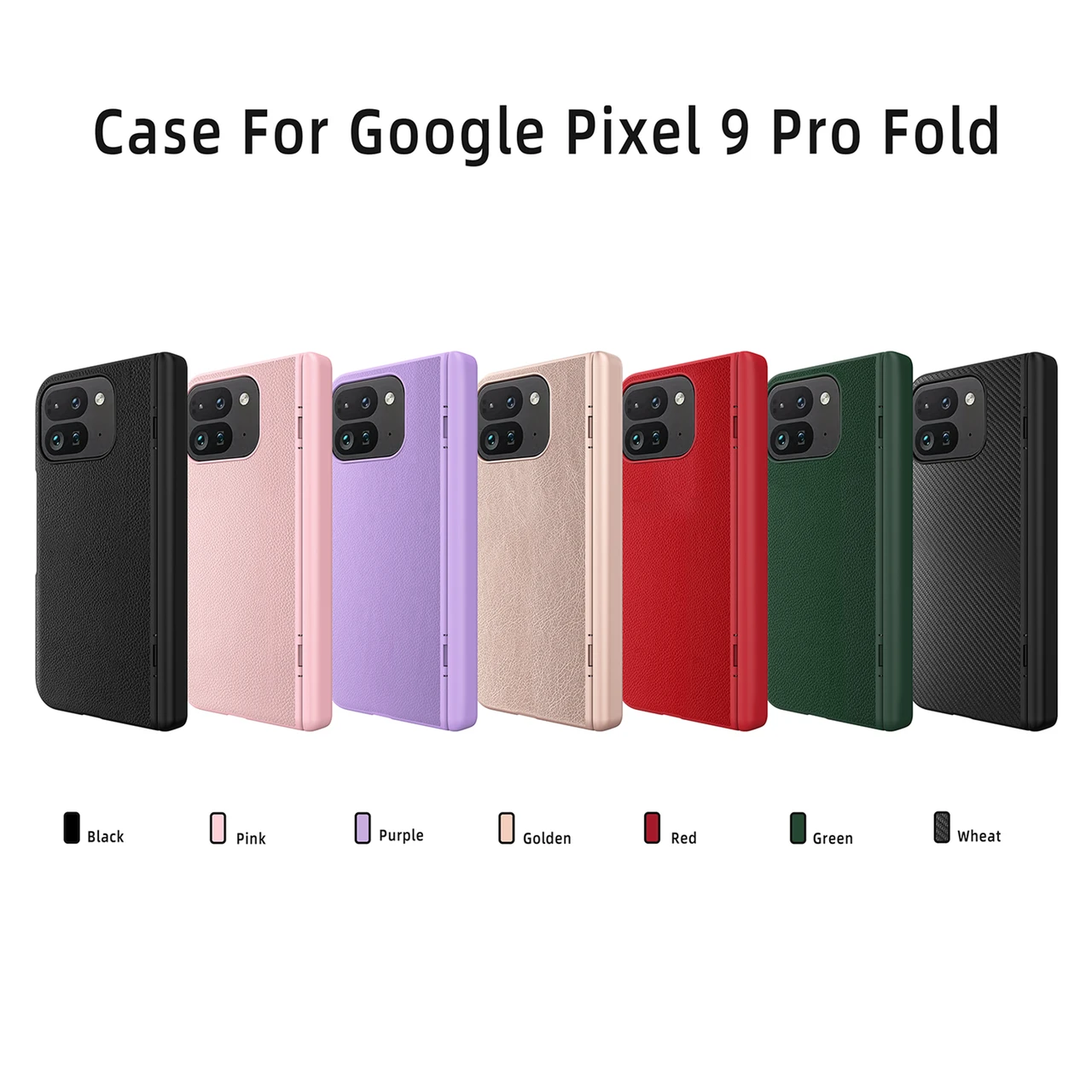 For Pixel 9 Pro Fold Spring Hinge Leather Texture Full Cover Case