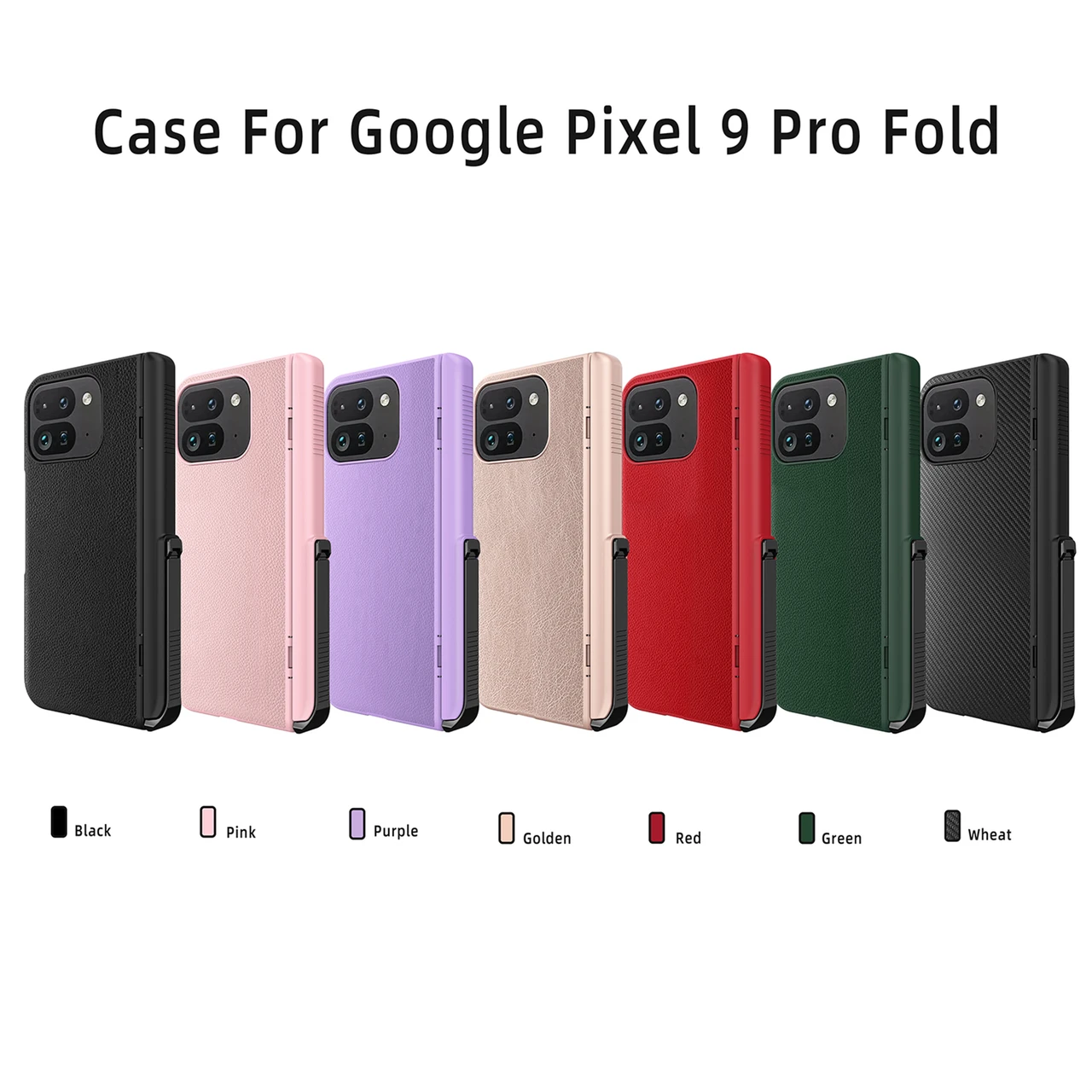 For Google Pixel 9 Pro Fold Spring Stand Leather Texture Full Cover Case