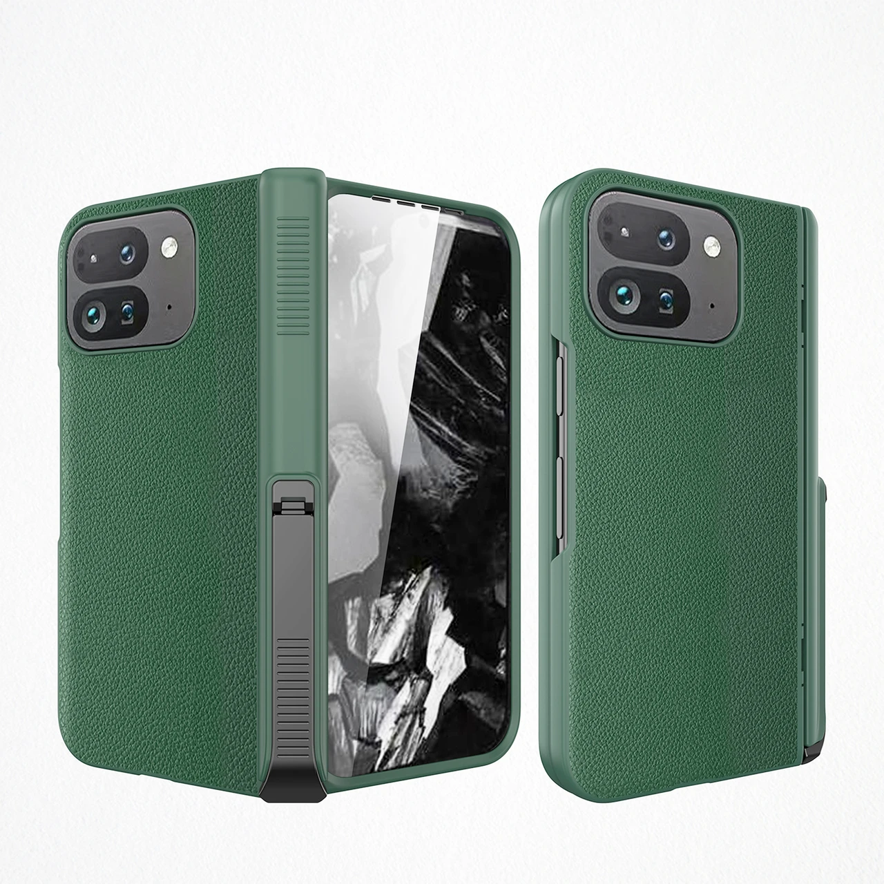 For Google Pixel 9 Pro Fold Spring Stand Leather Texture Full Cover Case