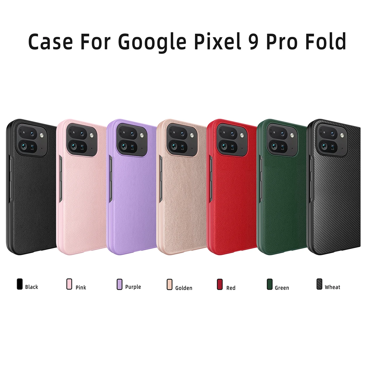 For Google Pixel 9 Pro Fold Leather Texture Litchi Pattern Phone Case