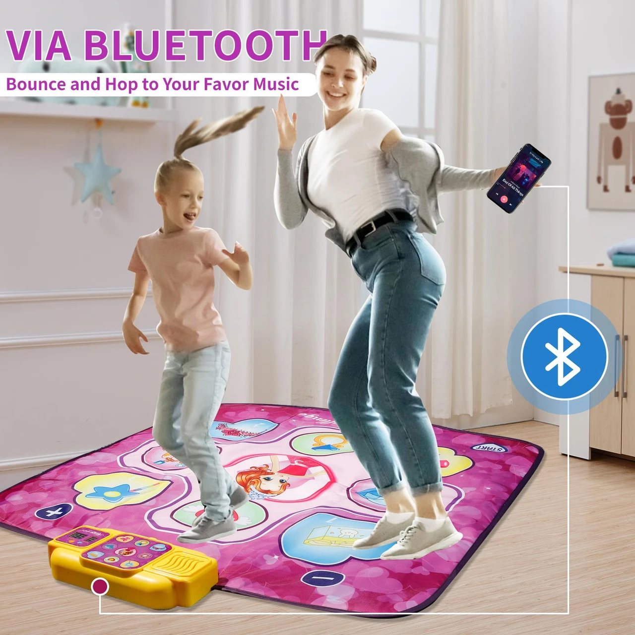 Bluetooth Dance Mat Toys for Girls 3-6 Years Old Musical Educational Dance Pad Game Toys Christmas Birthday Gifts for Kids