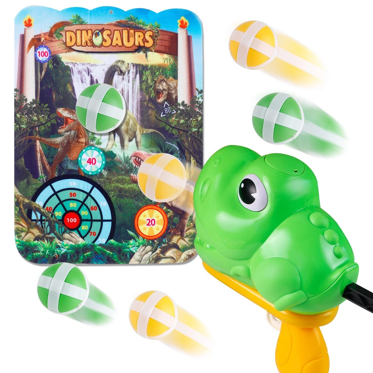 Dinosaur Dartboard Toy for Kids- Sticky Ball Dart Kit, Ideal for Interactive Indoor and Outdoor Games, Boosting Children's Entertainment and Skills
