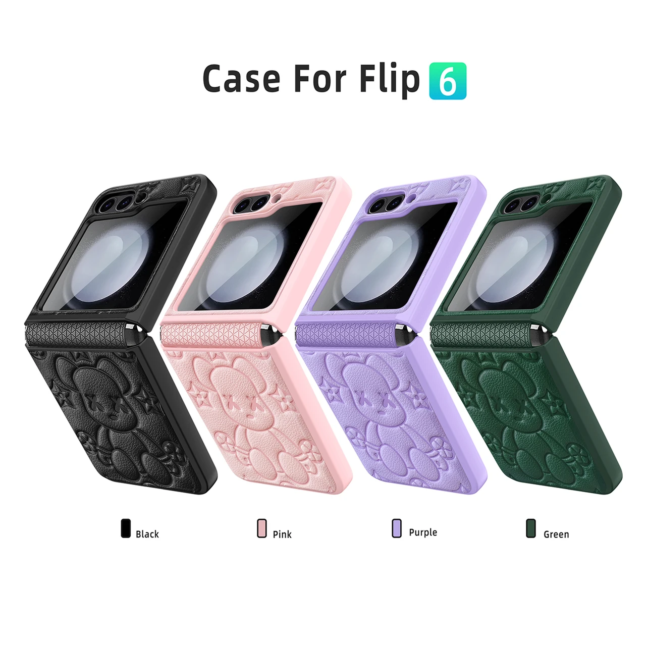 Cute Bear Flip Case for Samsung Galaxy Z Flip6 with Hinge Protection