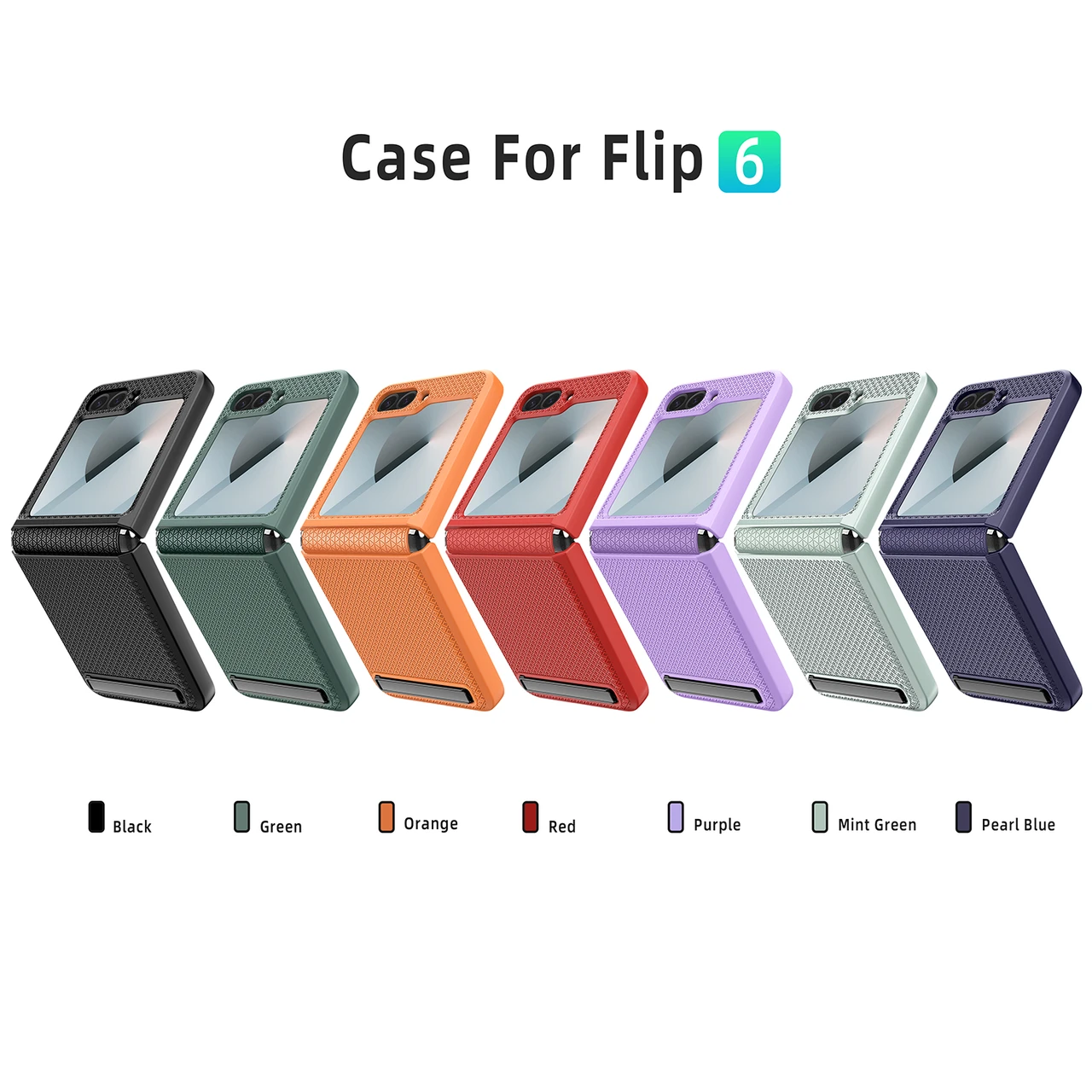 For Samsung Galaxy Z Flip6 Full Coverage Grid Texture Stand Case