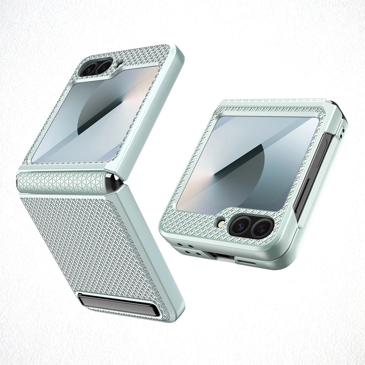 For Samsung Galaxy Z Flip6 Full Coverage Grid Texture Stand Case