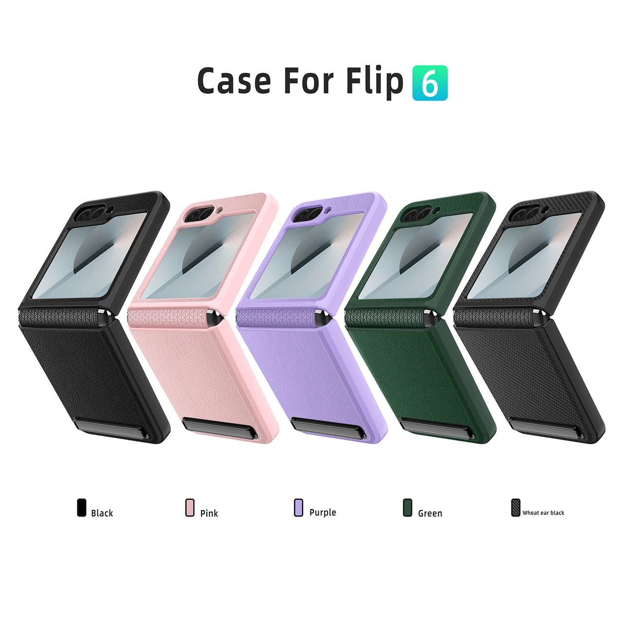 For Samsung Galaxy Z Flip6 Full Coverage Litchi Texture Stand Case