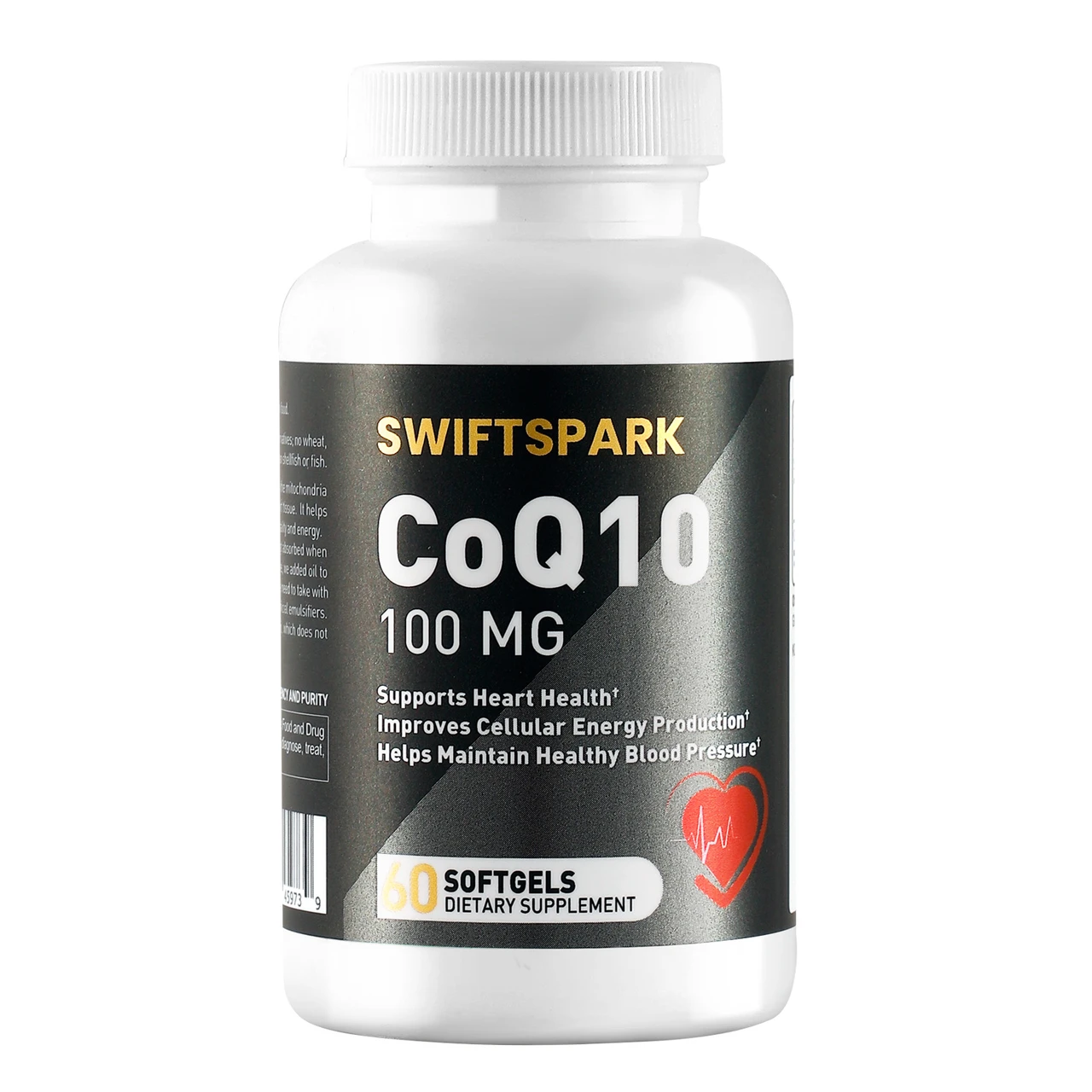 CoQ10 100mg Softgels 60 Count - Supports Heart Health, Boosts Cellular Energy, Maintains Healthy Blood Pressure Coenzyme Q10 Dietary Supplement