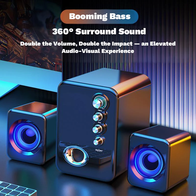 Mini Bluetooth Computer Speaker with Subwoofer for Desktop Use