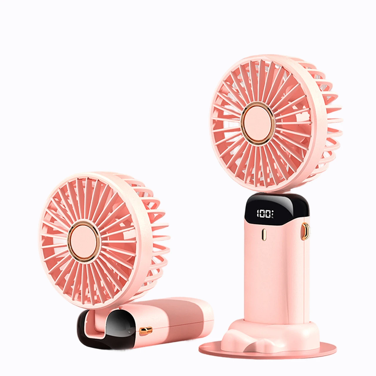 USB Handheld Fan Mini Rechargeable Foldable With iPhone Holder