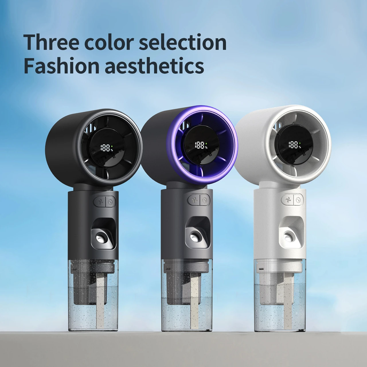 Portable Turbo Mist Fan LED Display Rechargeable Handheld Humidifier