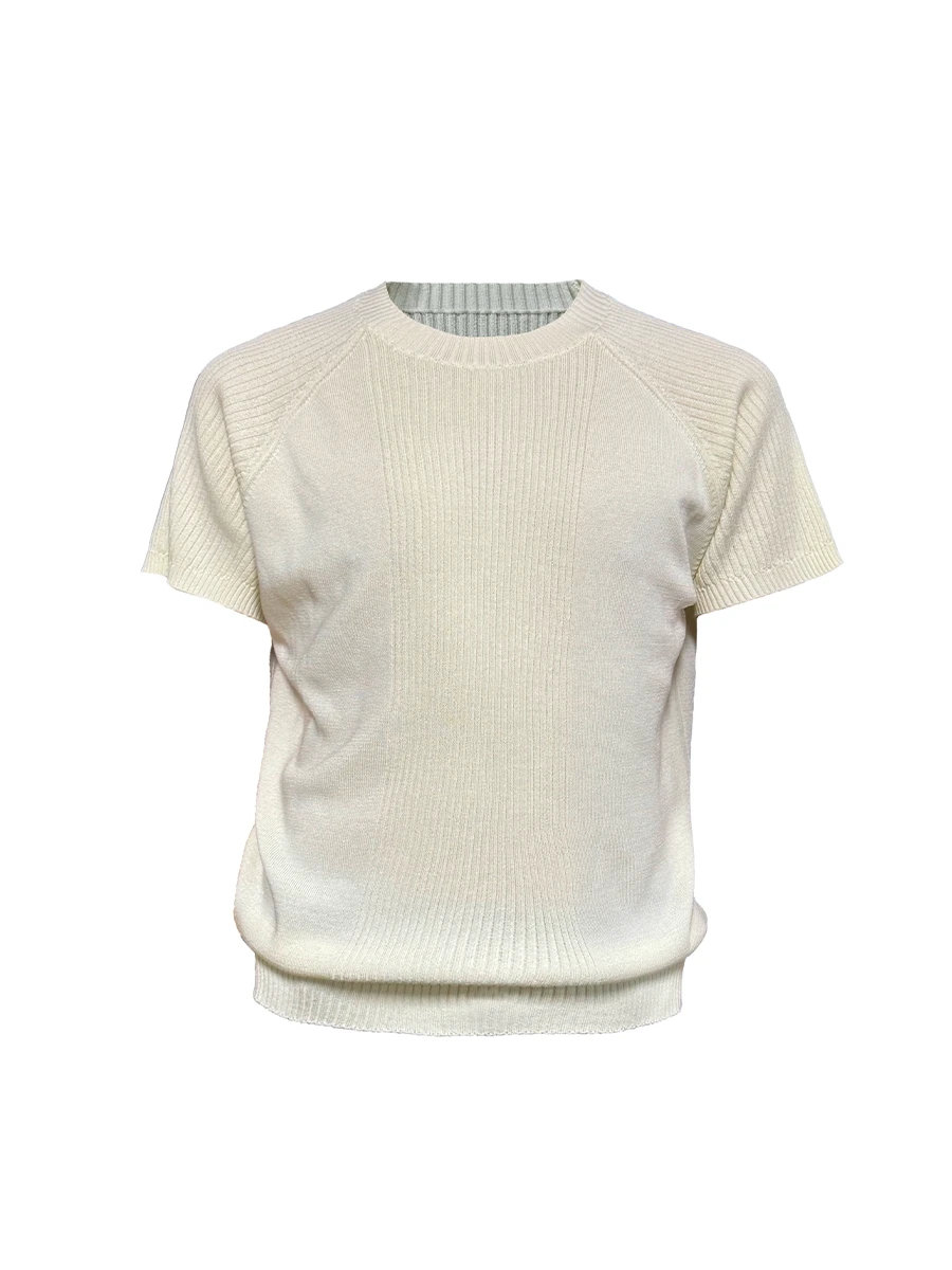 関送込 JCAESAR RIBBED KNIT SHORT SLEEVE Jcaesar Ribbed Knit Short Sleeve | Unisex Patchwork Raglan Tee