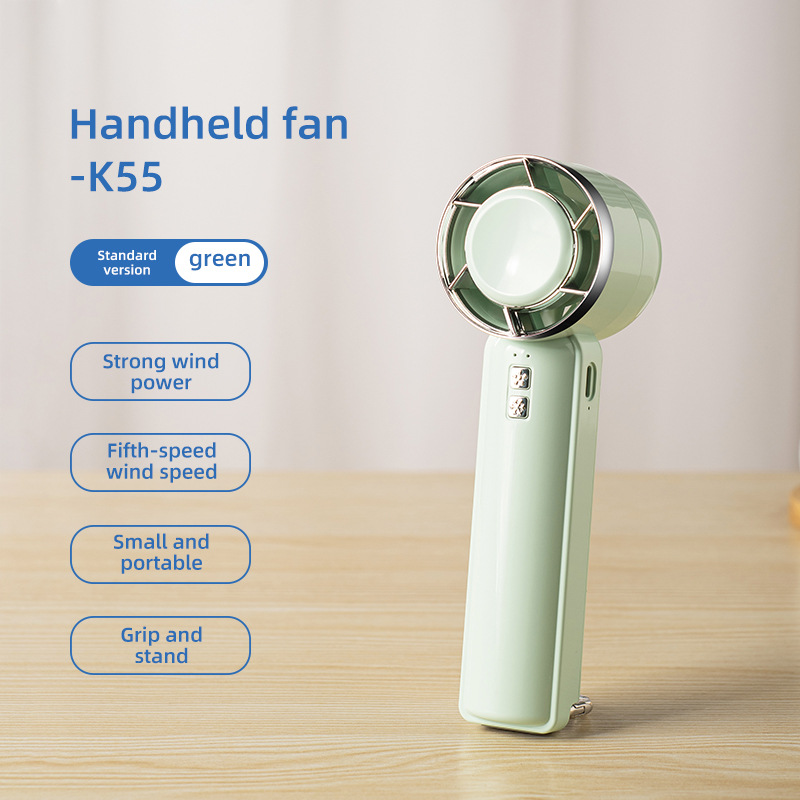 Handheld Cooling Fan Semiconductor Portable 5 Speed Quiet Wind Power-Cellmalls