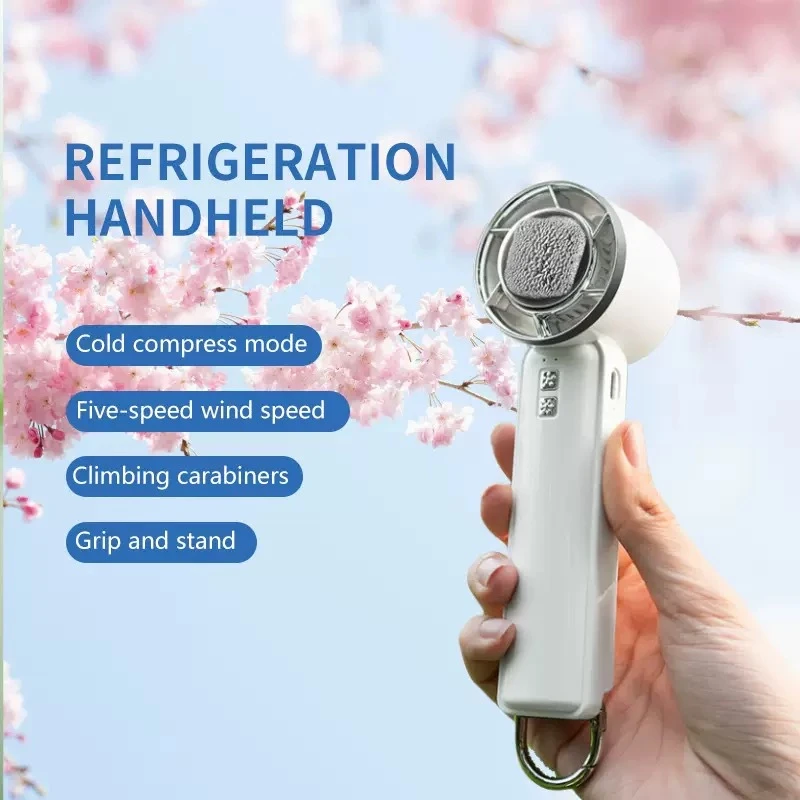 Handheld Cooling Fan Semiconductor Portable 5 Speed Quiet Wind Power-Cellmalls