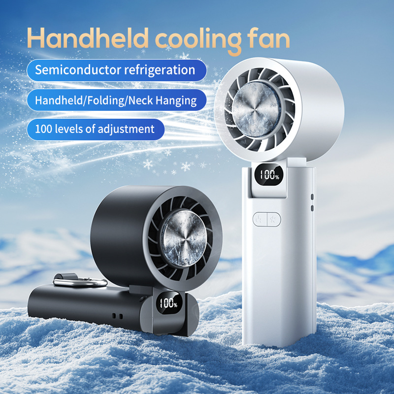 Folding Handheld Fan 100 Speed Adjustable Cold Air USB Rechargeable-Cellmalls
