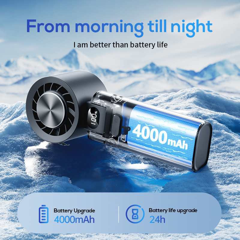 Folding Handheld Fan 100 Speed Adjustable Cold Air USB Rechargeable-Cellmalls