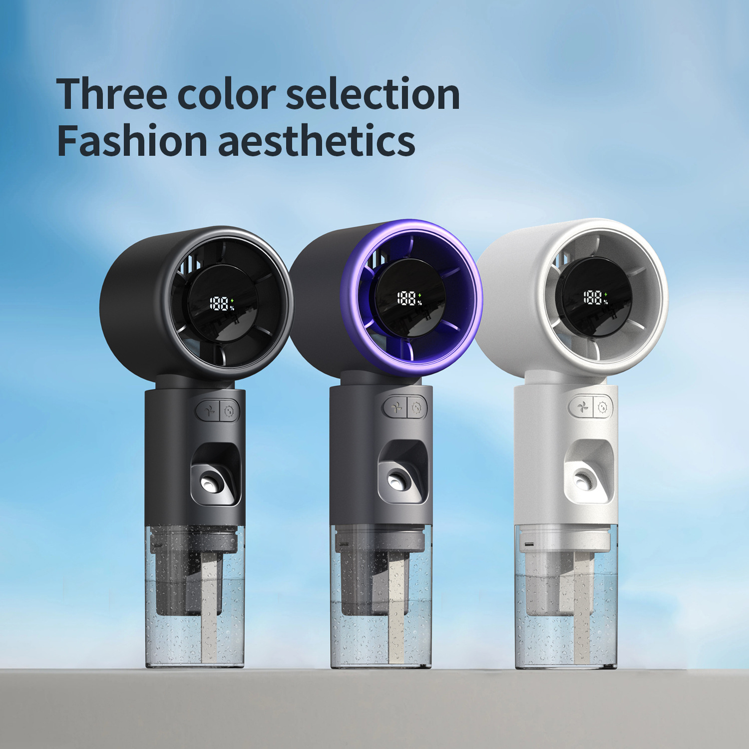 Turbo Mist Fan Handheld USB Rechargeable LED Display Stepless Speed-Cellmalls