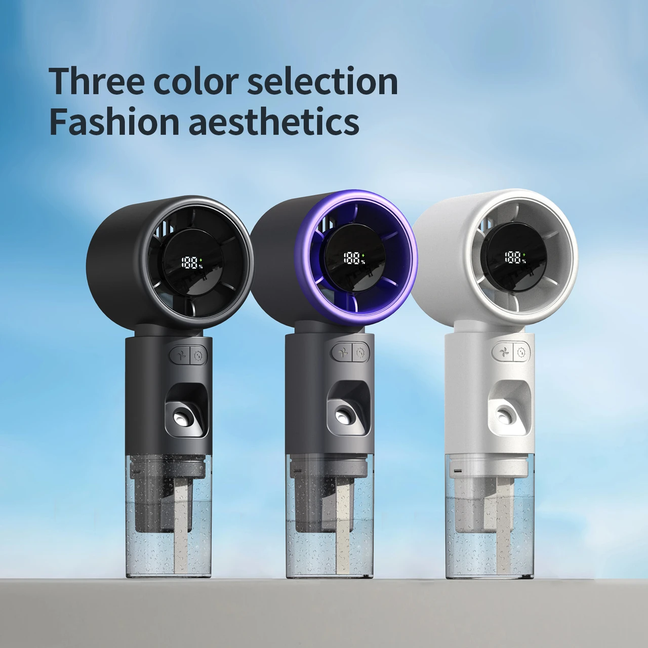 Turbo Mist Fan Handheld USB Rechargeable LED Display Stepless Speed-Cellmalls