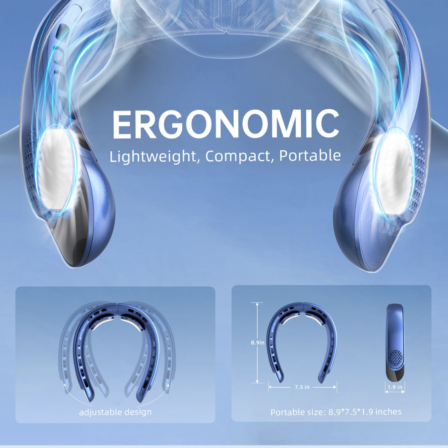 USB Neck Fan Foldable Silent Handheld Portable Rechargeable Mini Fan-Cellmalls