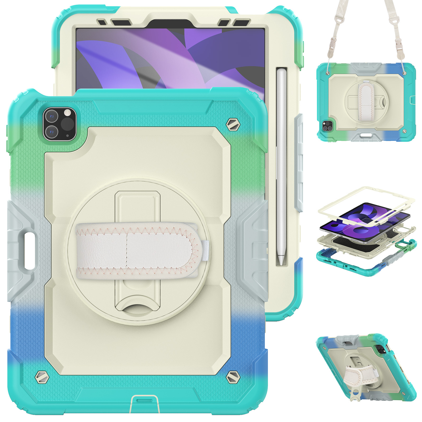 iPad Case With Strap Shockproof Silicone Cover For Multiple Models-Cellmalls