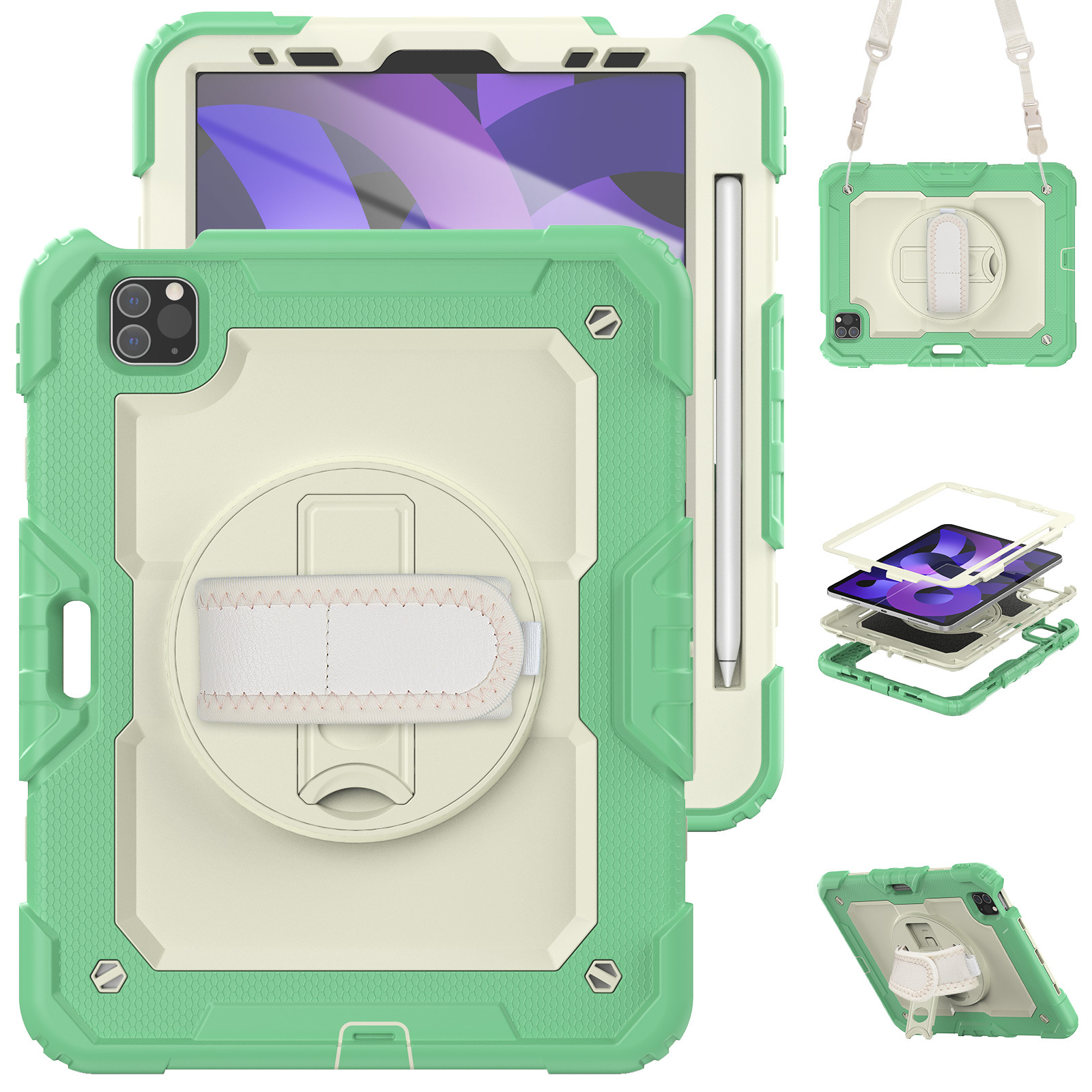 iPad Case With Strap Shockproof Silicone Cover For Multiple Models-Cellmalls