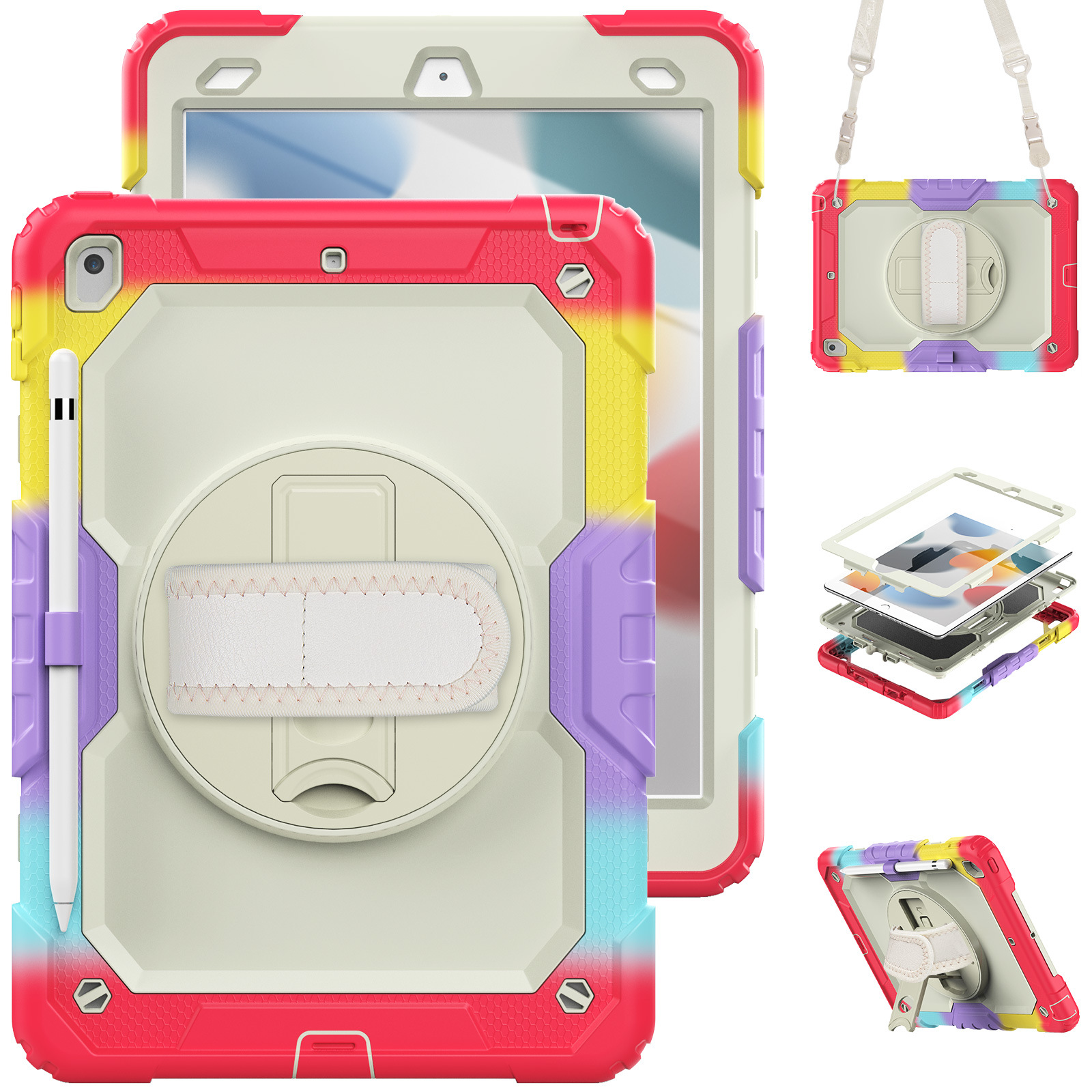 iPad Case With Strap Shockproof Silicone Cover For Multiple Models-Cellmalls