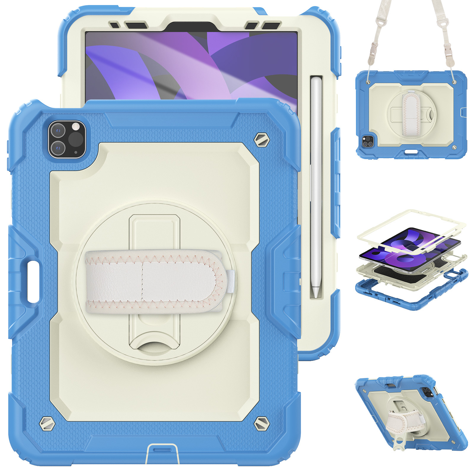 iPad Case With Strap Shockproof Silicone Cover For Multiple Models-Cellmalls