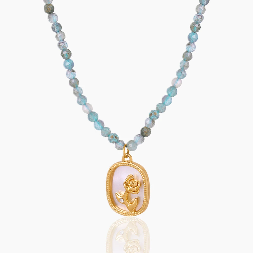 FANGPAI WHITE SEA SHELL ROSE NECKLACE