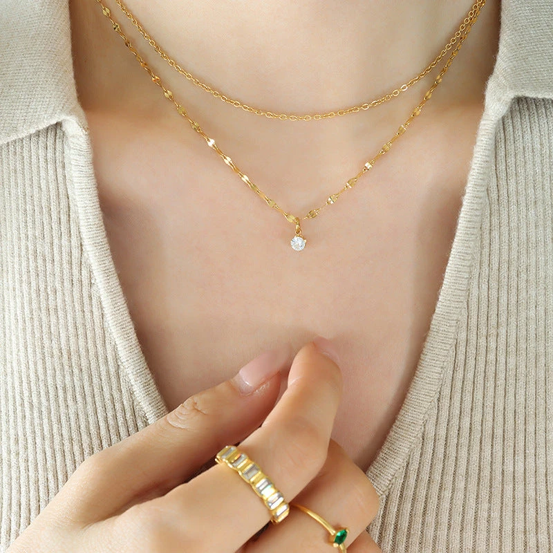 FRENCH DOUBLE LAYERED LAYERED NECKLACE