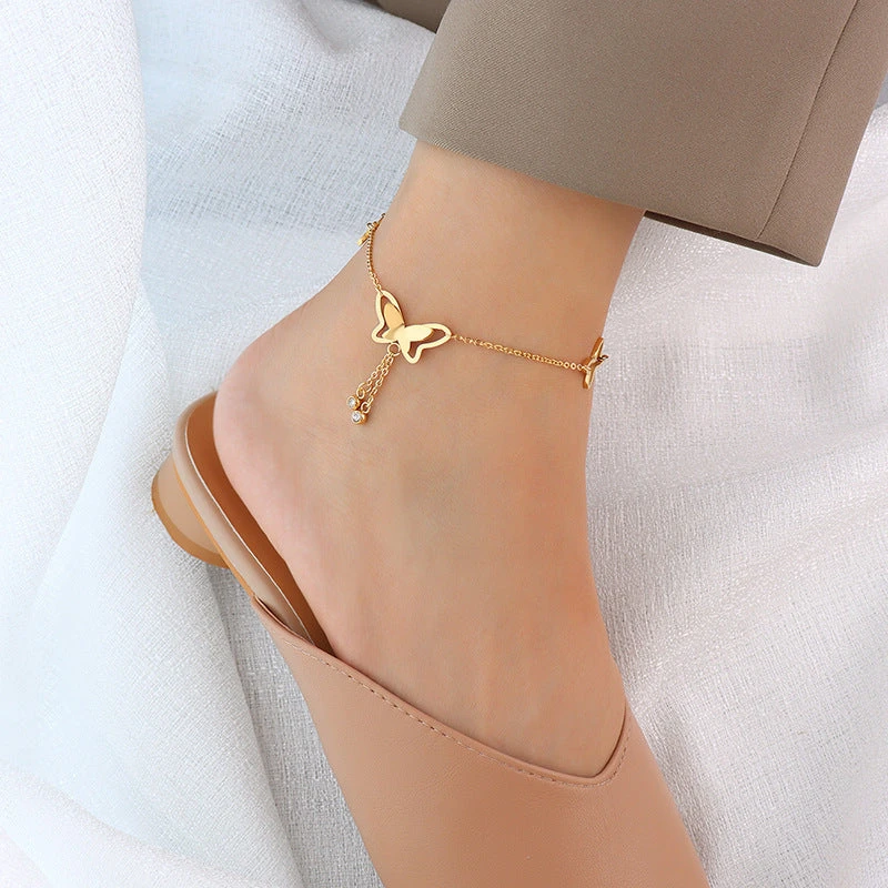 TASSEL BUTTERFLY PENDANT ANKLET