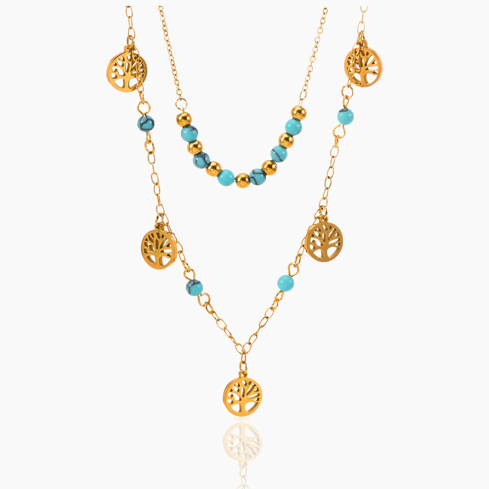TREE OF LIFE DOUBLE LAYERED CLAVICULAR CHAIN
