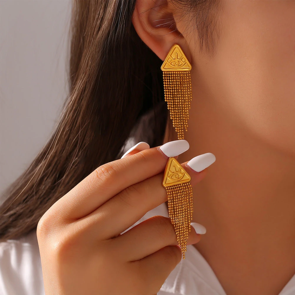 TRIANGLE DEVIL'S EYE EARRINGS