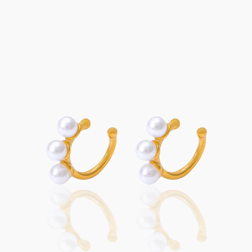 U-SHAPED INLAID IMITATION PEARL EARRINGS