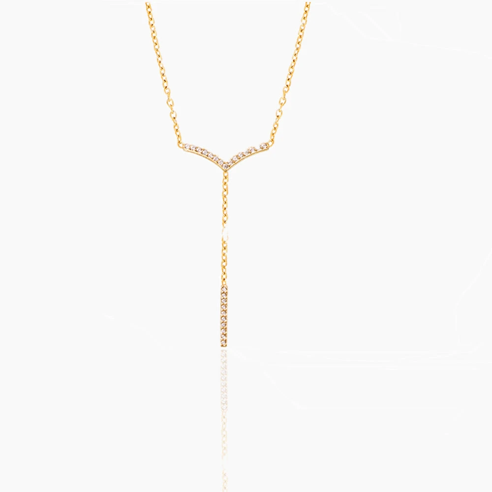 V-SHAPED TASSEL LONG STRIP INLAID WITH ZIRCON NECKLACE