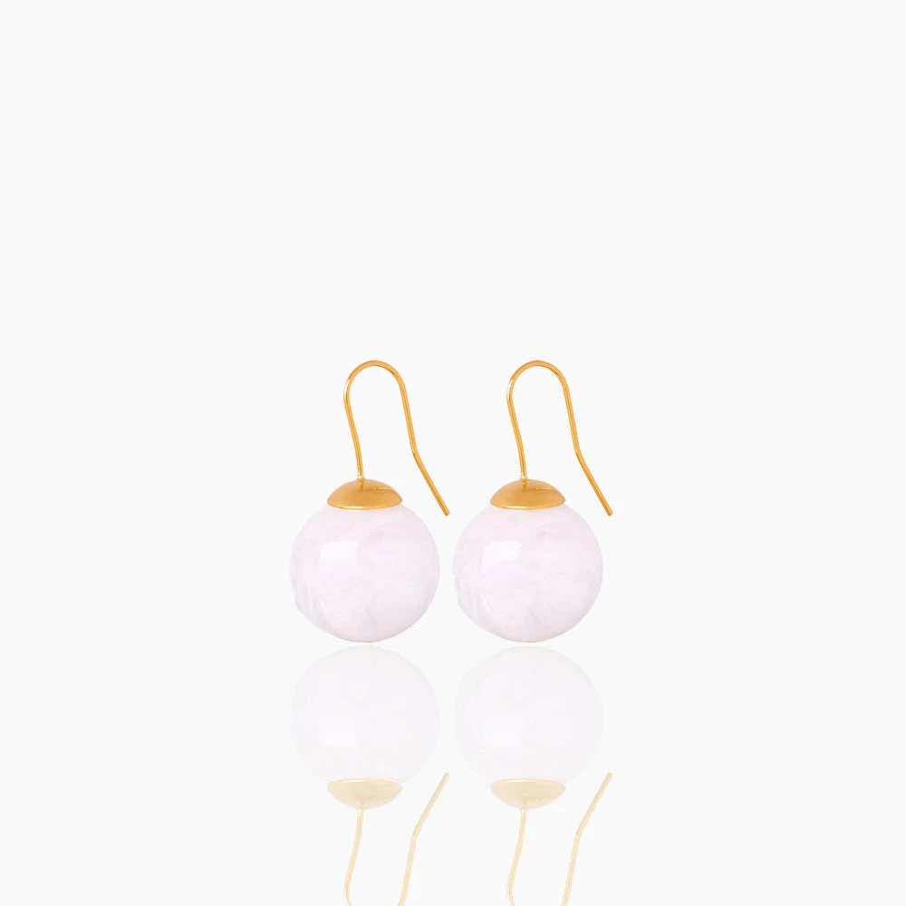 VINTAGE LIGHT LUXURY STYLE ROUND BEAD EARRINGS