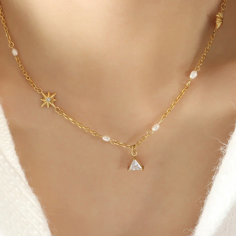 VINTAGE TRIANGLE PENDANT NECKLACE