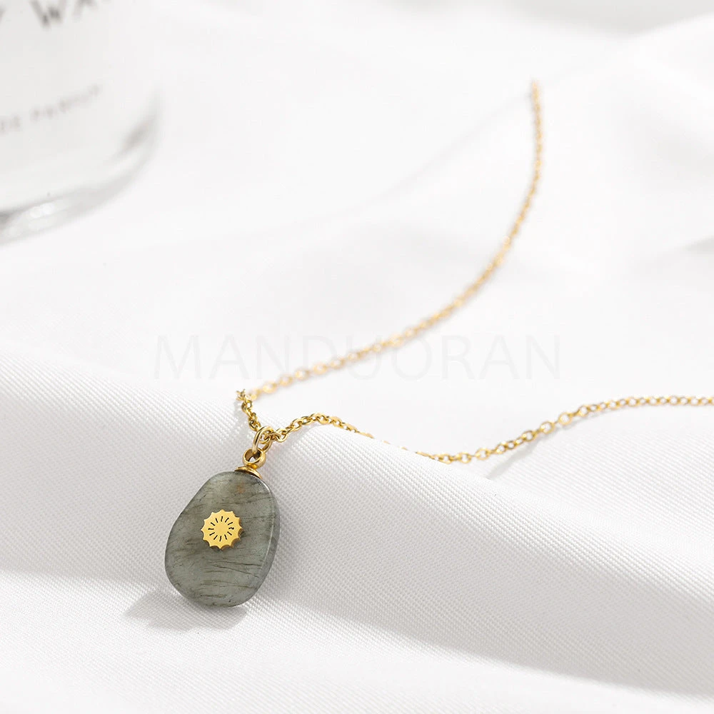 WATER DROP NATURAL STONE PENDANT NECKLACE