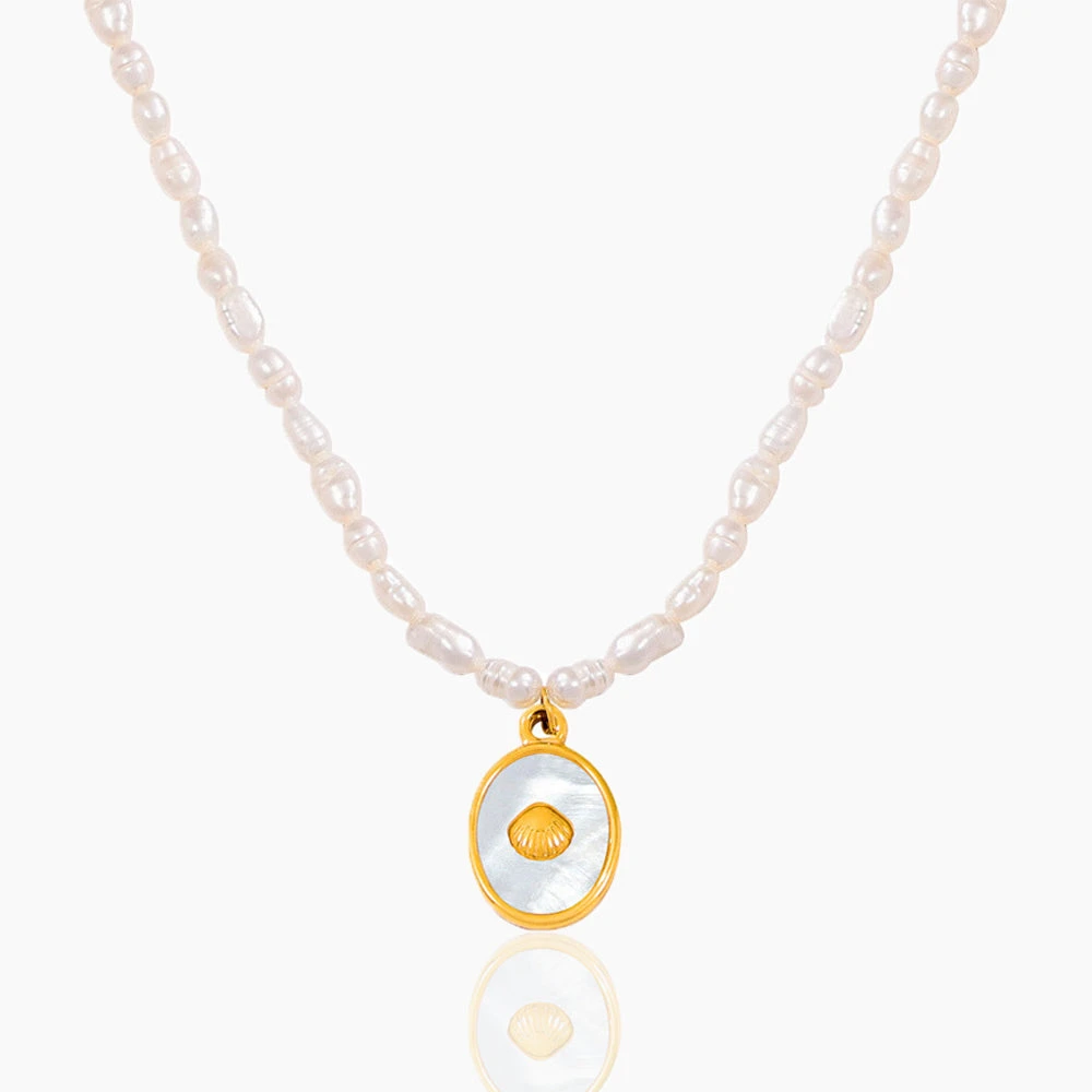 WHITE SHELL WATER PEARL NECKLACE